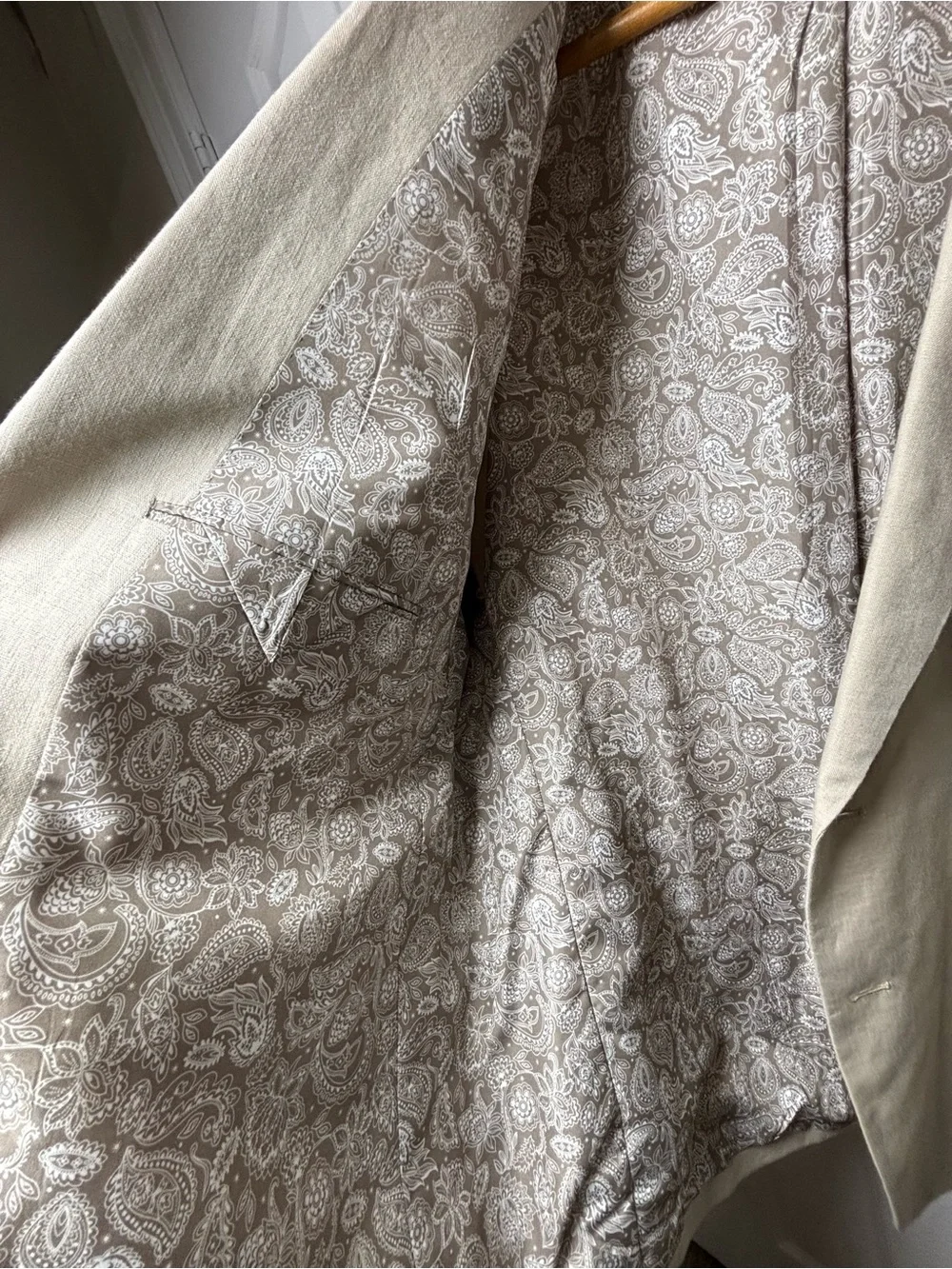 Lauren Ralph Lauren Men’s Linen Blend Sport Coat Blazer Beige Paisley Lining